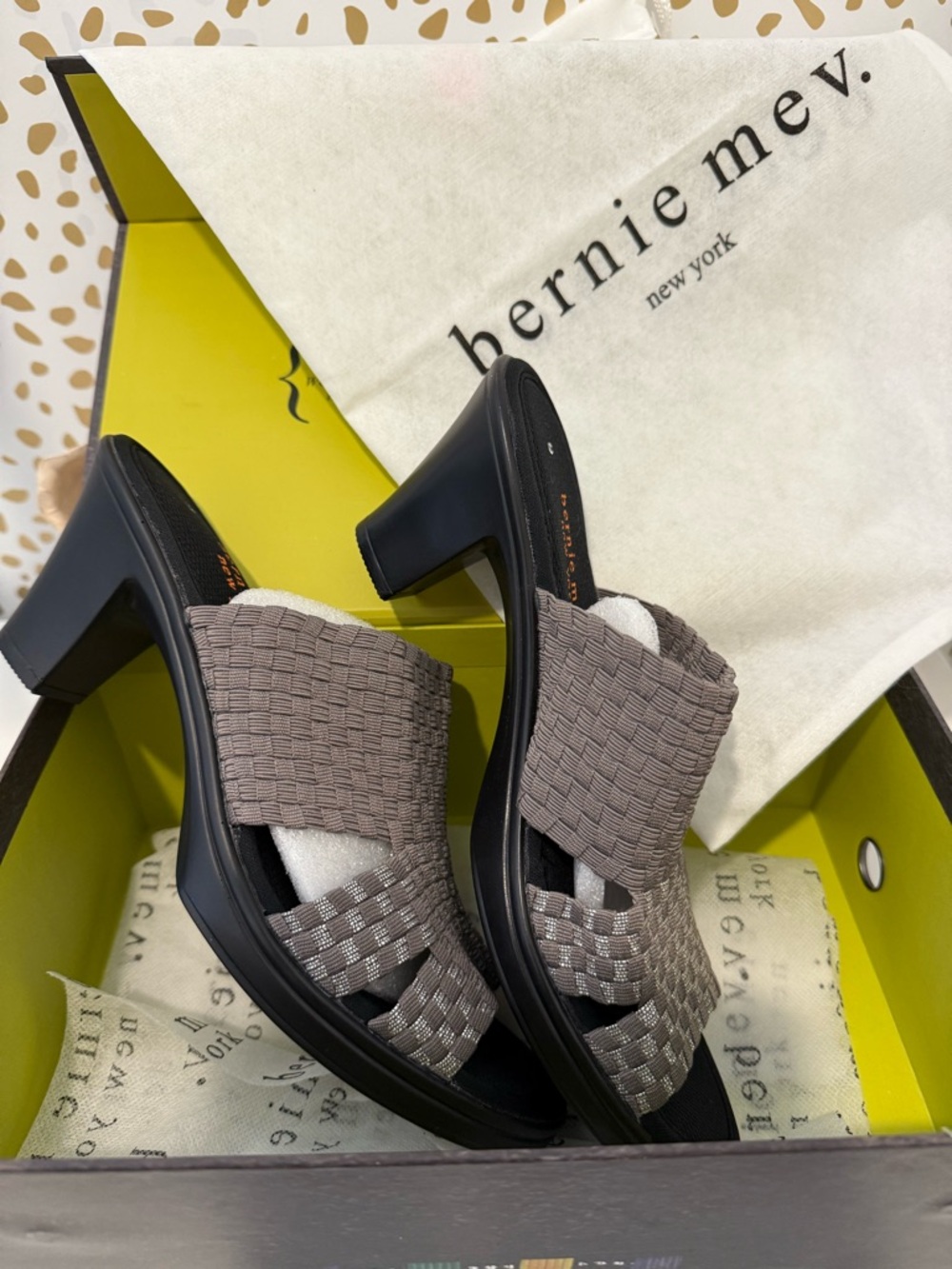 bernie mev. 9 Woven Slide Sandals in Taupe with Silver Accents - Picture 4 of 7